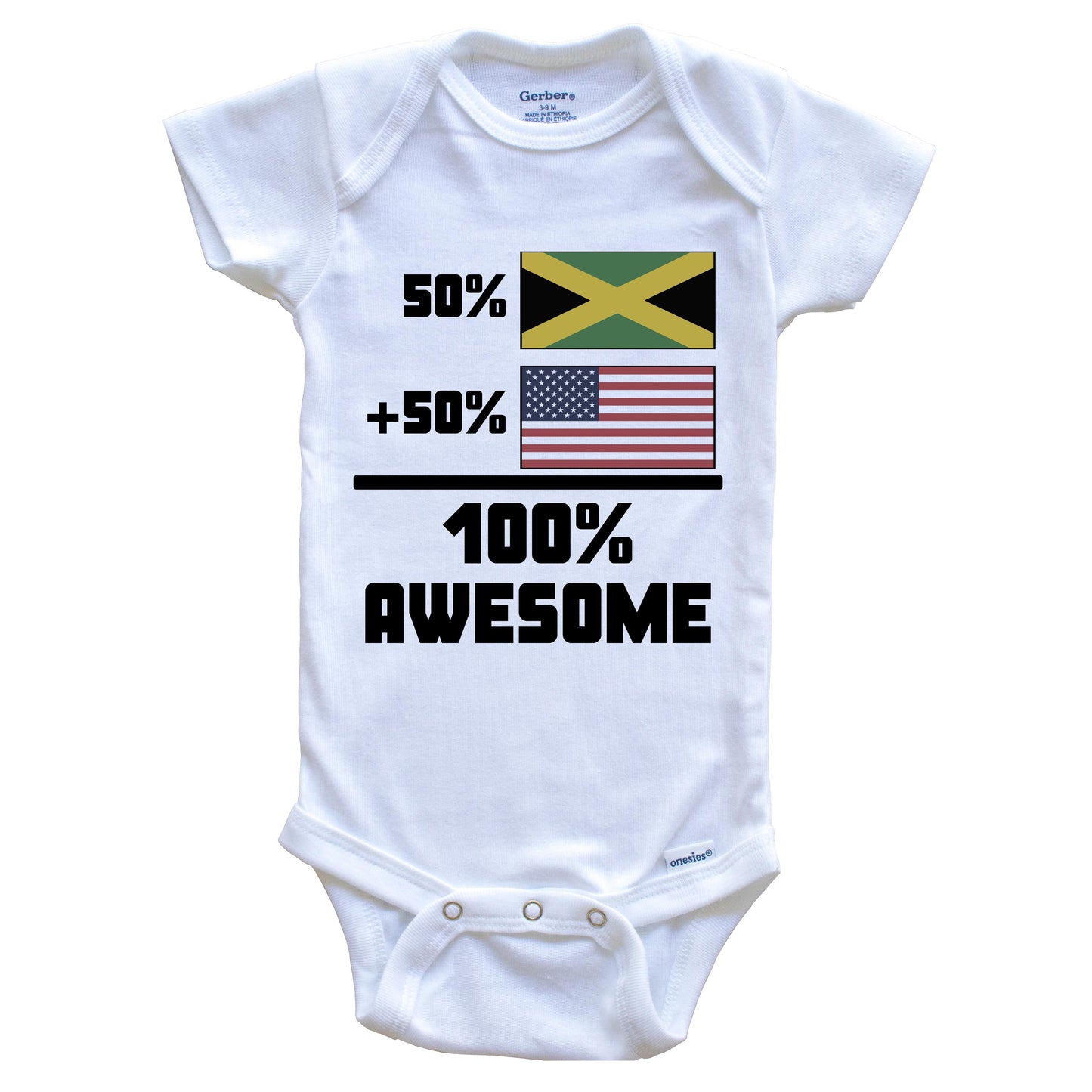 50% Jamaican 50% American 100% Awesome Funny Flag Baby Onesie