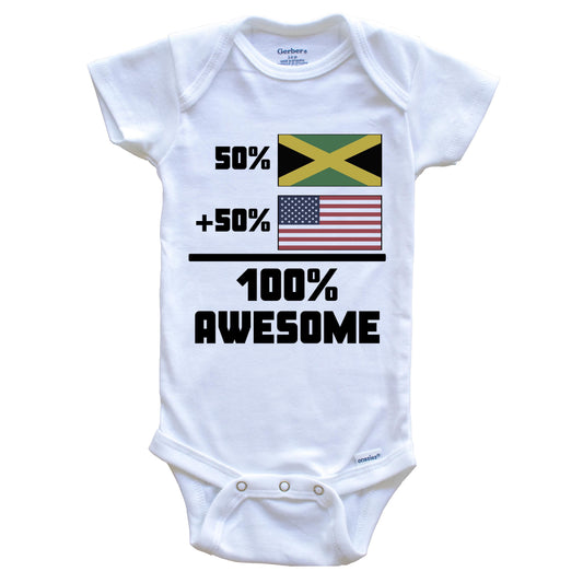 50% Jamaican 50% American 100% Awesome Funny Flag Baby Onesie