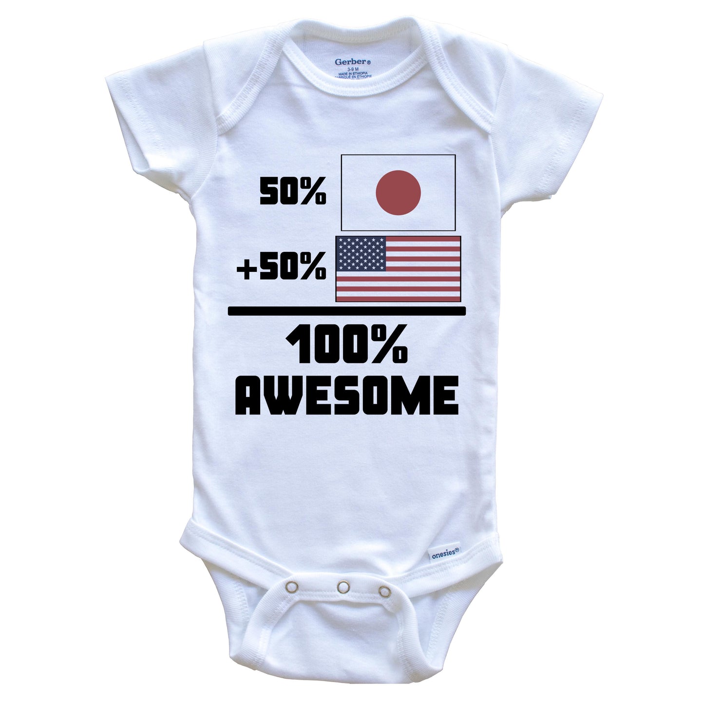 50% Japanese 50% American 100% Awesome Funny Flag Baby Onesie