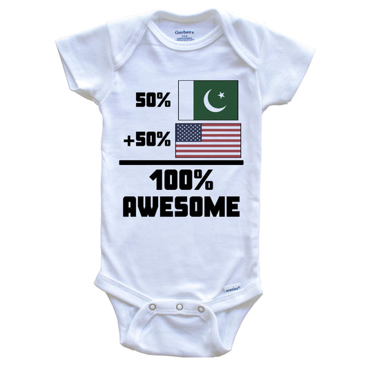 50% Pakistani 50% American 100% Awesome Funny Flag Baby Onesie