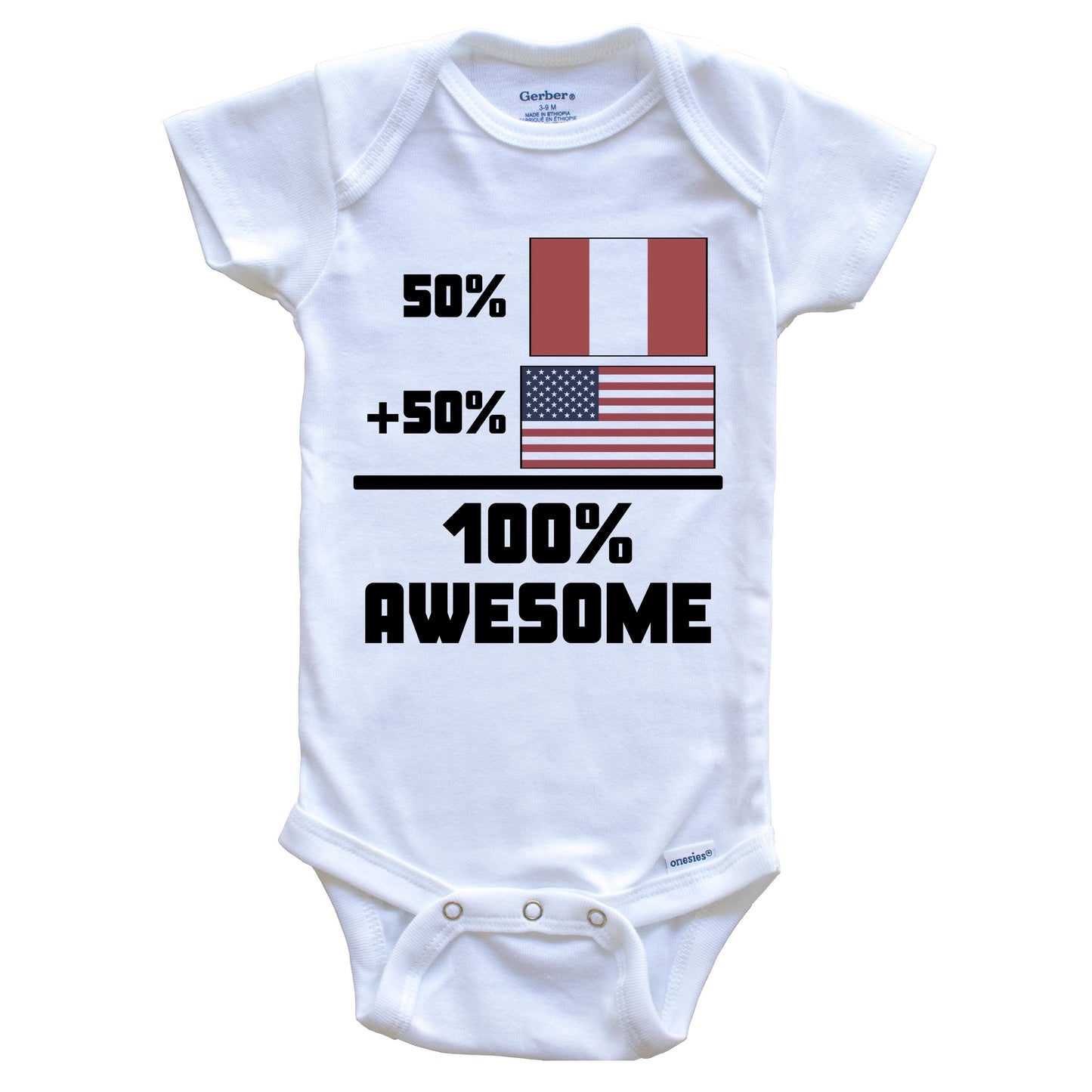 50% Peruvian 50% American 100% Awesome Funny Flag Baby Onesie
