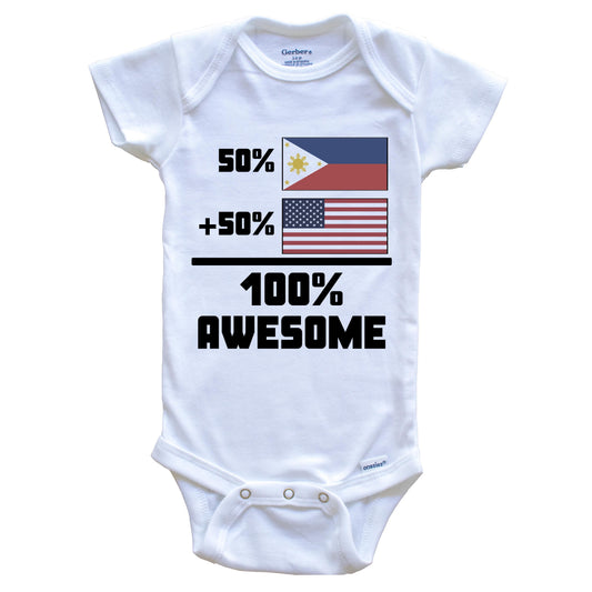 50% Filipino 50% American 100% Awesome Funny Flag Baby Onesie
