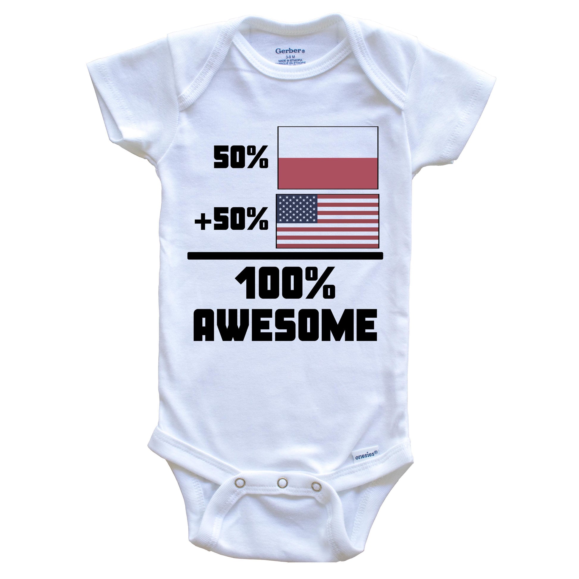 50% Polish 50% American 100% Awesome Funny Flag Baby Onesie