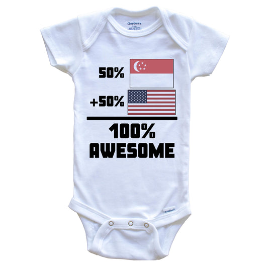 50% Singaporean 50% American 100% Awesome Funny Flag Baby Onesie