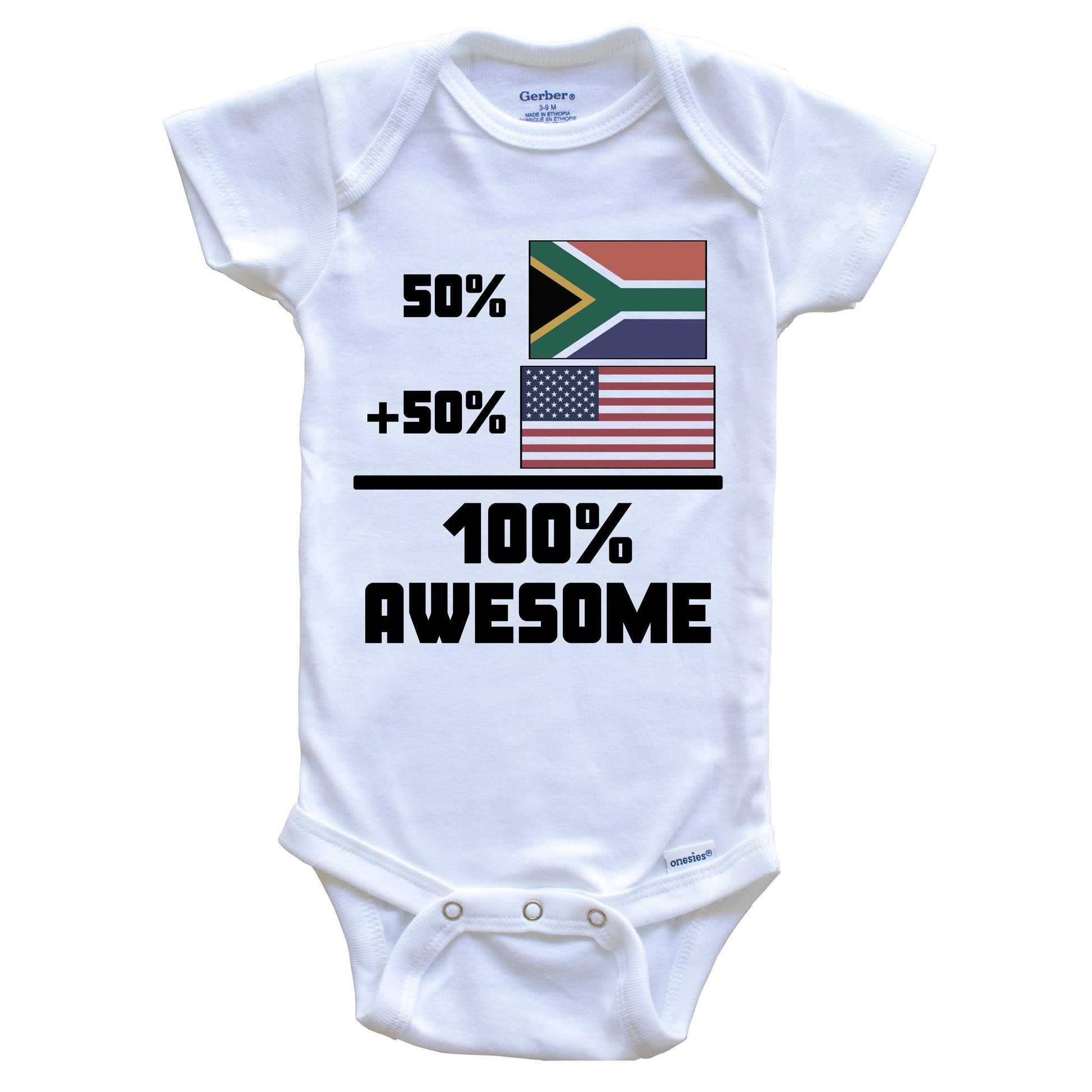 50% South African 50% American 100% Awesome Funny Flag Baby Onesie