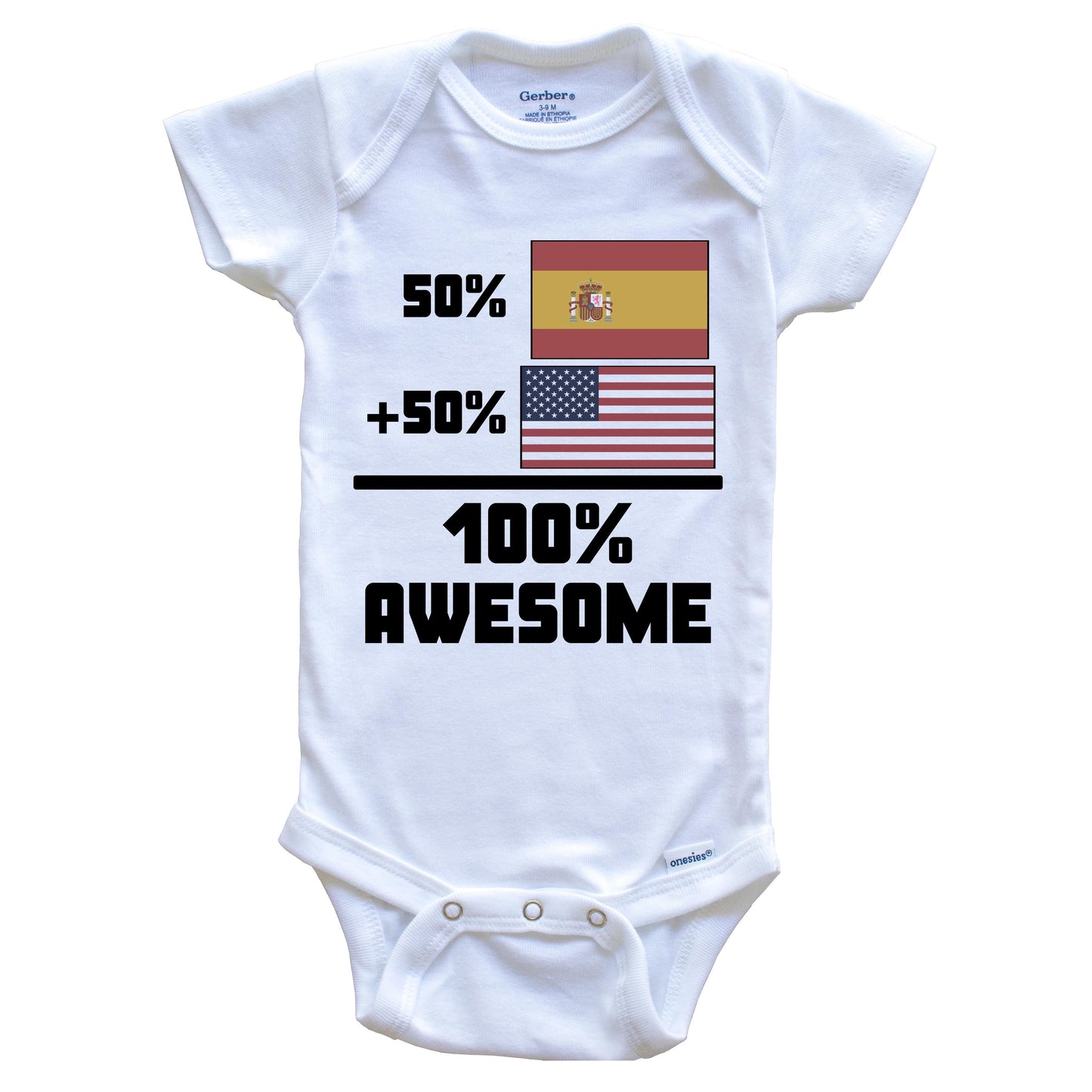 50% Spanish 50% American 100% Awesome Funny Flag Baby Onesie
