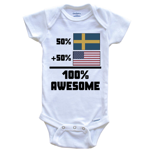 50% Swedish 50% American 100% Awesome Funny Flag Baby Onesie