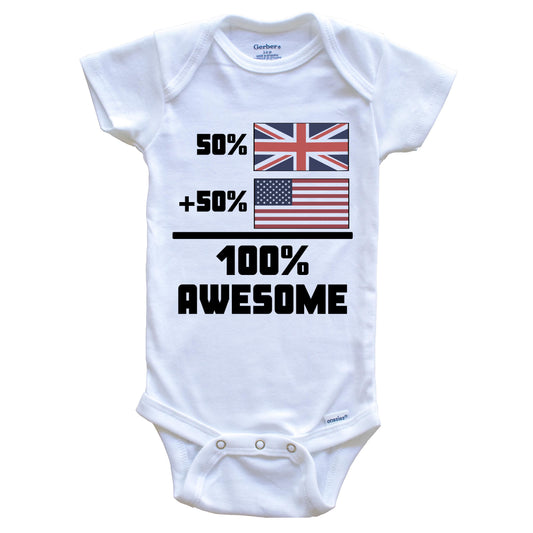 50% British 50% American 100% Awesome Funny Flag Baby Onesie