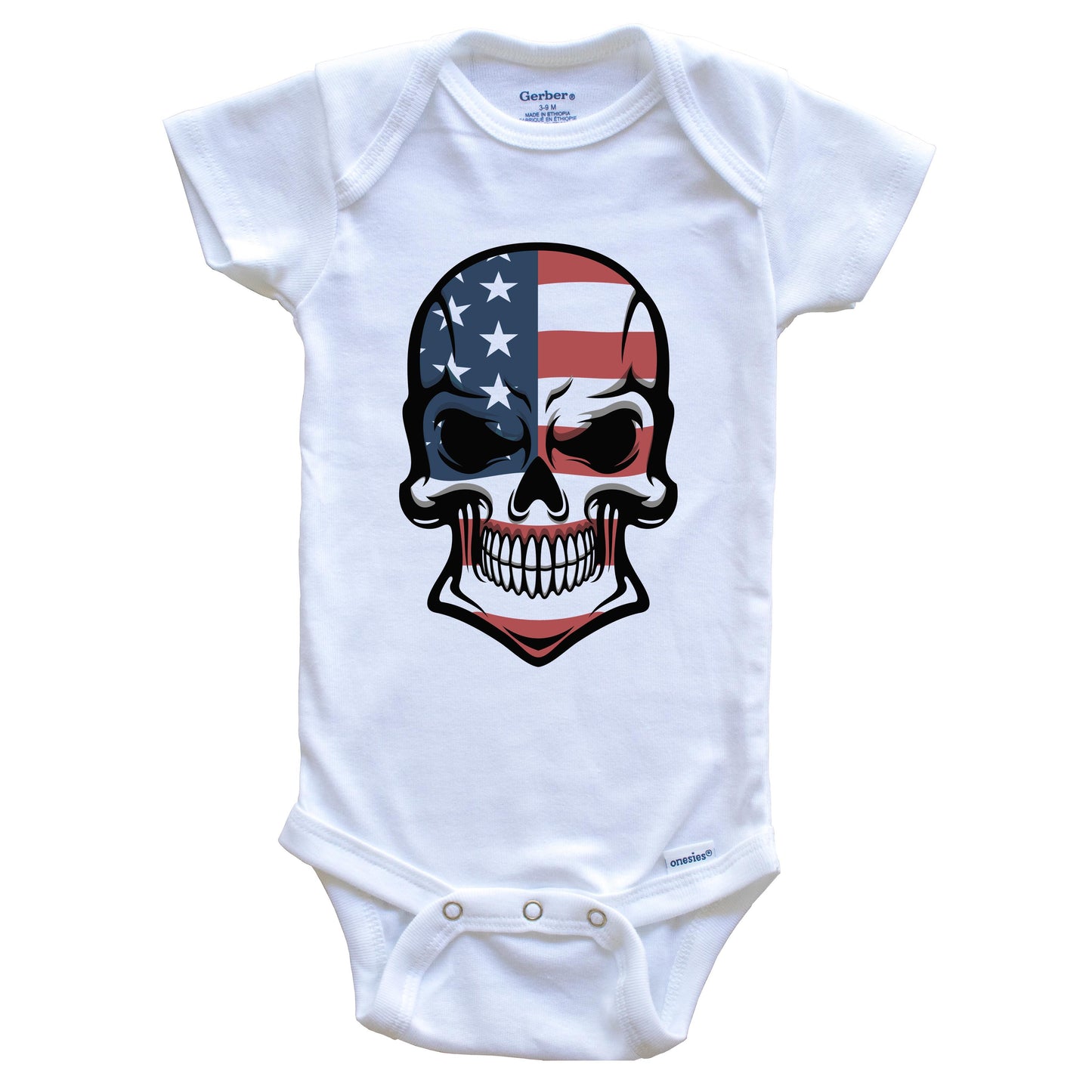 American Flag Skull Cool United States Skull Baby Onesie