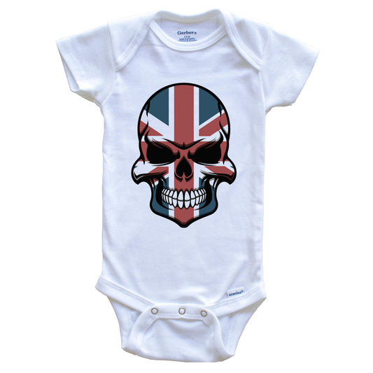British Flag Skull Cool United Kingdom Skull Baby Onesie