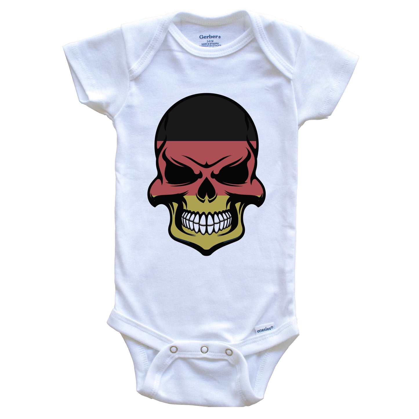 German Flag Skull Cool Germany Skull Baby Onesie