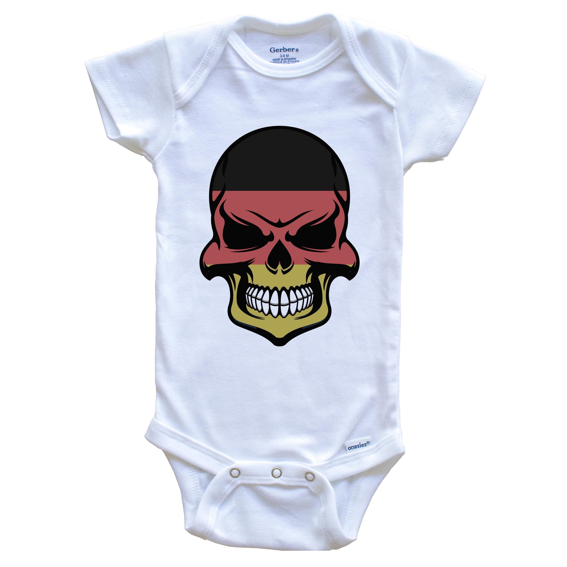 German Flag Skull Cool Germany Skull Baby Onesie