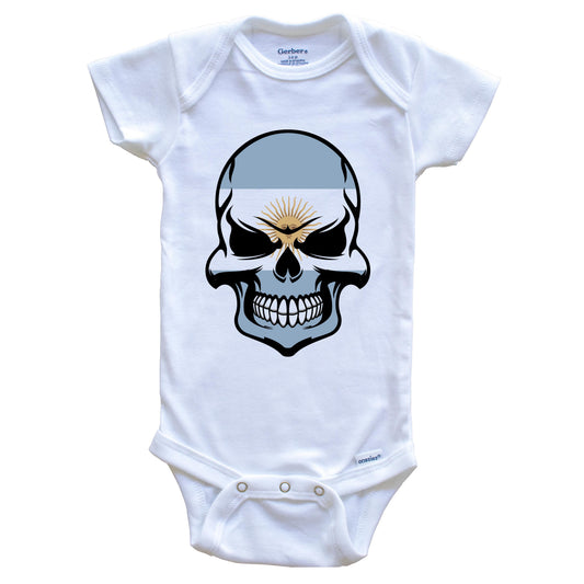 Argentinian Flag Skull Cool Argentina Skull Baby Onesie