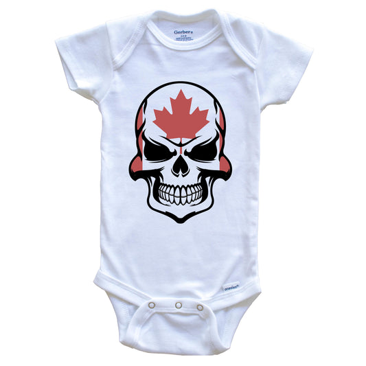 Canadian Flag Skull Cool Canada Skull Baby Onesie