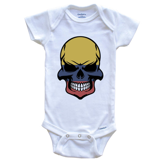 Colombian Flag Skull Cool Colombia Skull Baby Onesie