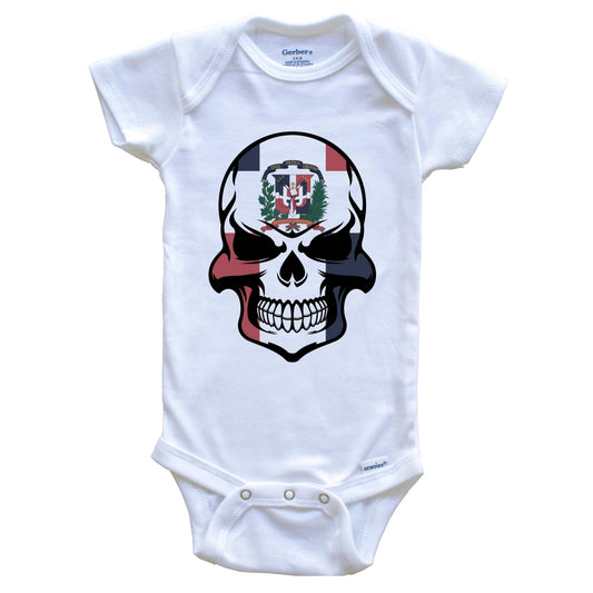 Dominican Flag Skull Cool Dominican Republic Skull Baby Onesie