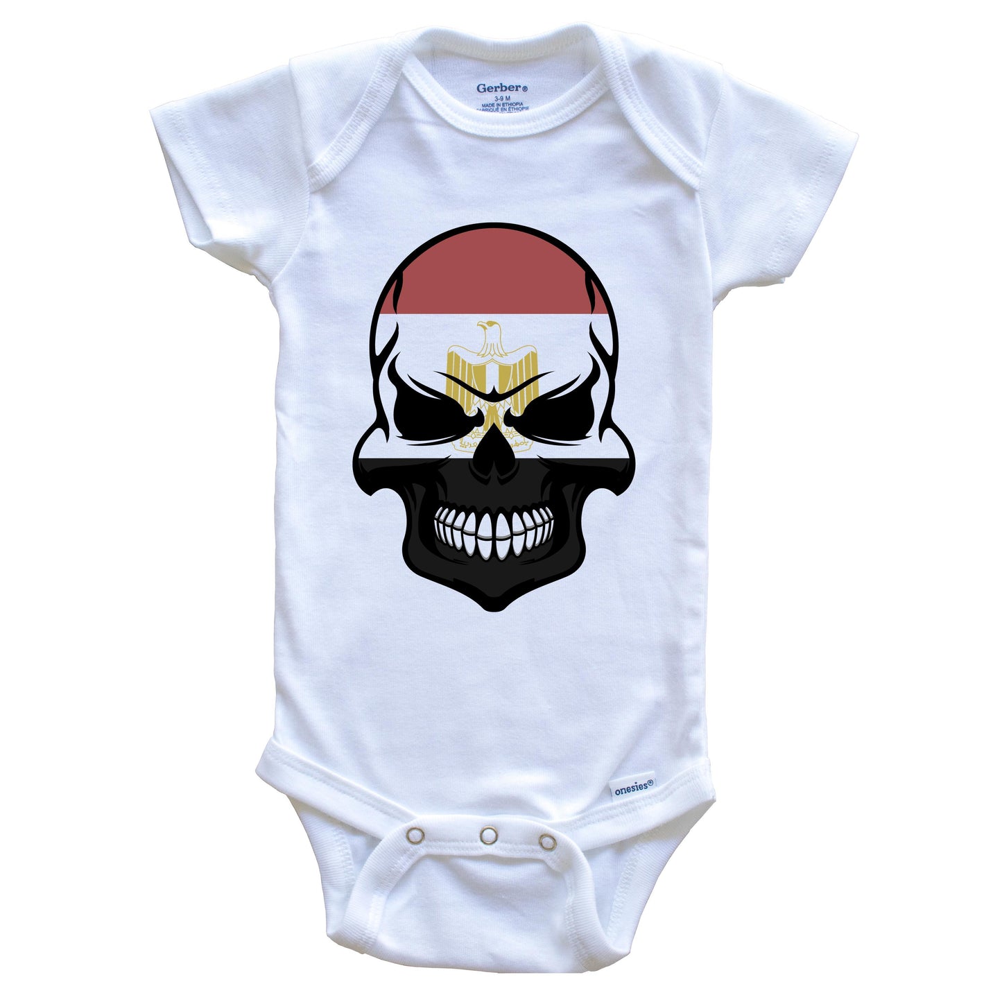 Egyptian Flag Skull Cool Egypt Skull Baby Onesie