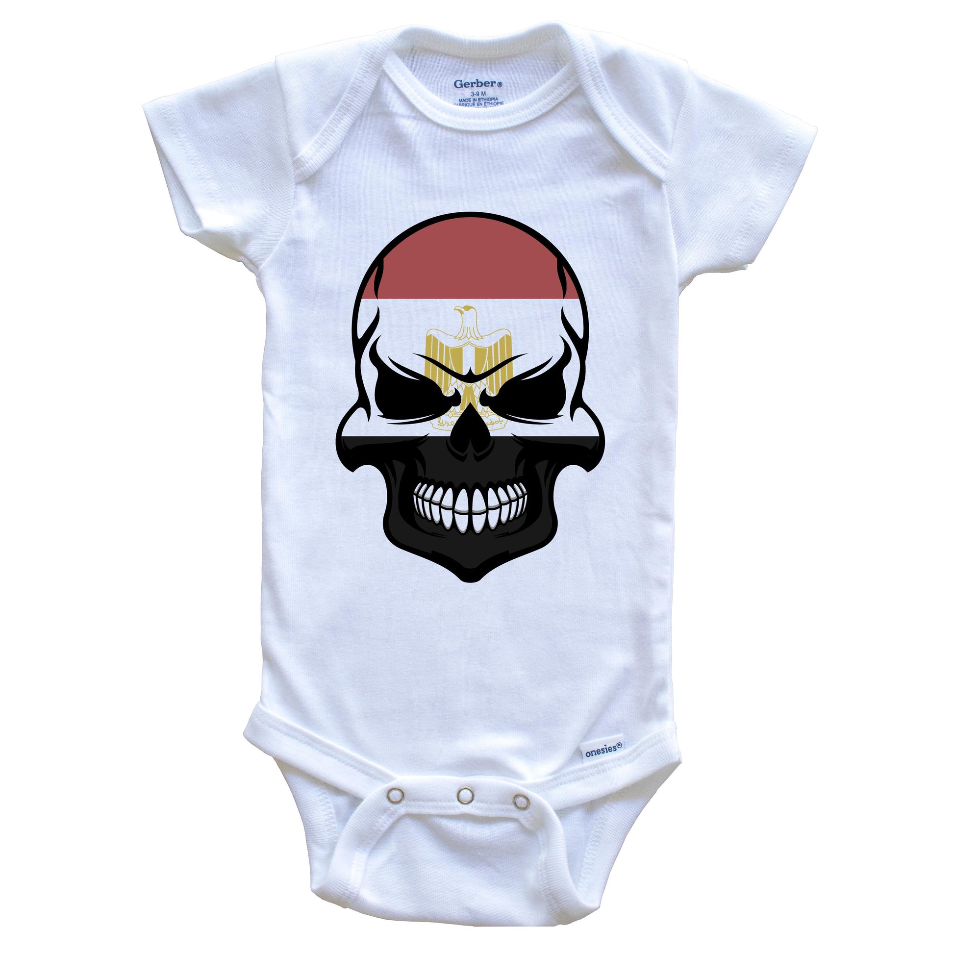 Egyptian Flag Skull Cool Egypt Skull Baby Onesie