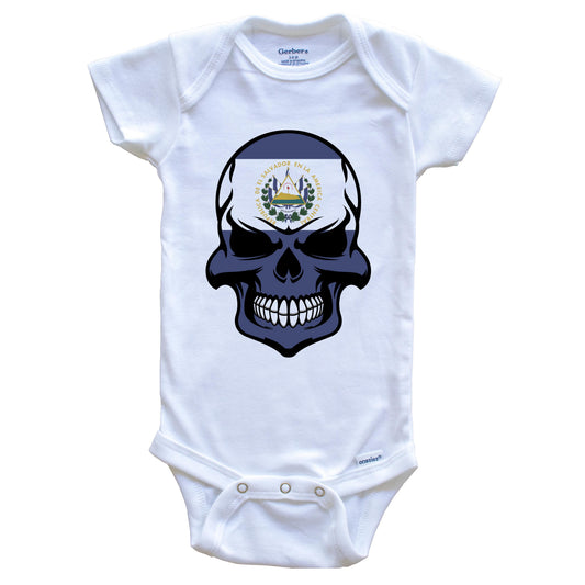 El Salvadorian Flag Skull Cool El Salvador Skull Baby Onesie