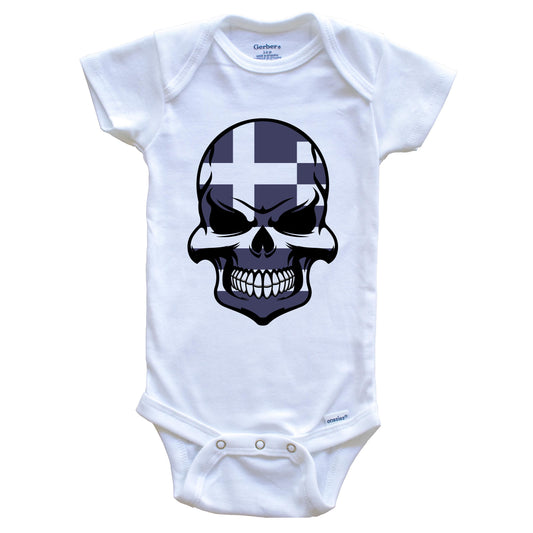 Greek Flag Skull Cool Greece Skull Baby Onesie