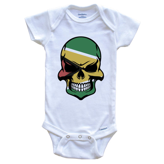 Guyanese Flag Skull Cool Guyana Skull Baby Onesie