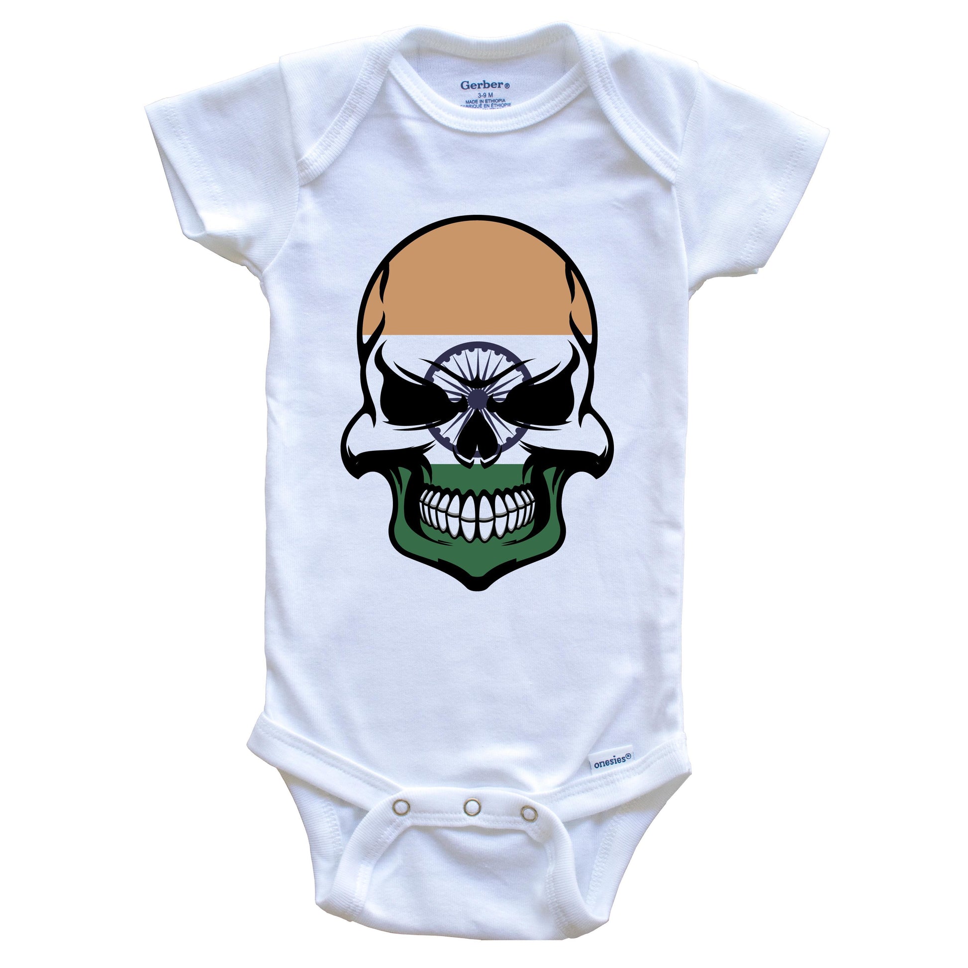 Indian Flag Skull Cool India Skull Baby Onesie
