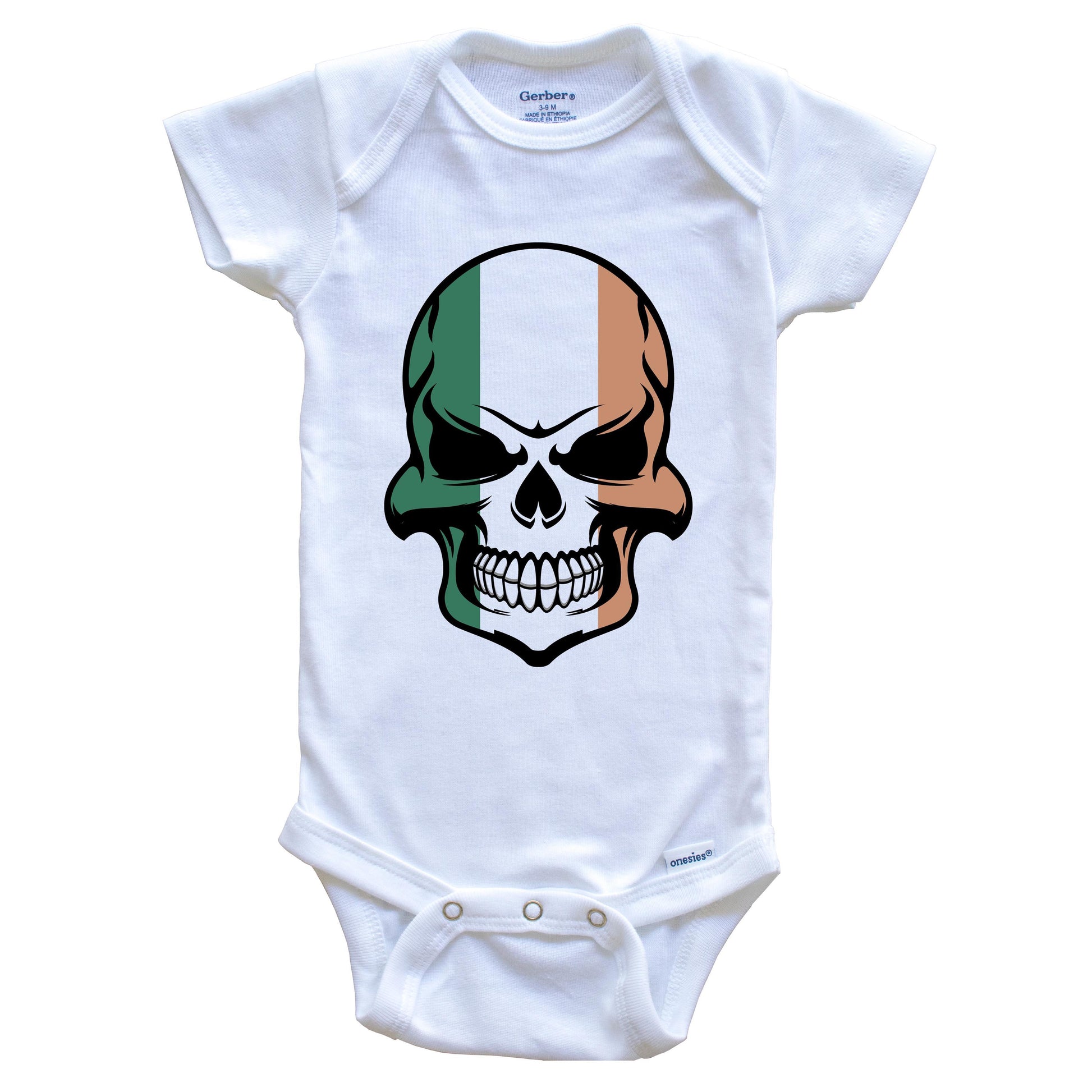 Irish Flag Skull Cool Ireland Skull Baby Onesie