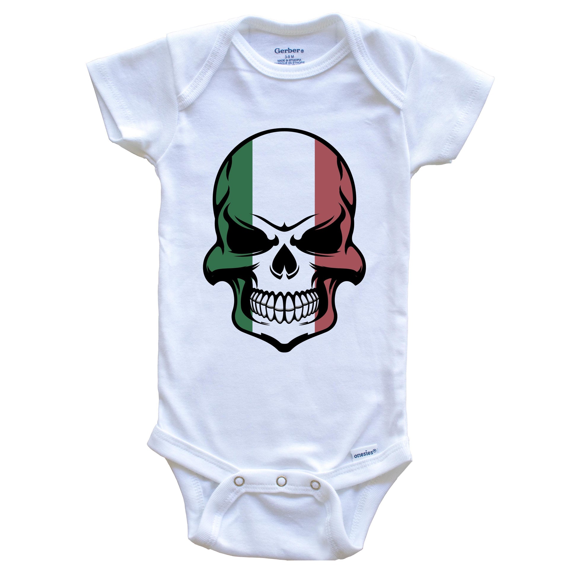 Italian Flag Skull Cool Italy Skull Baby Onesie