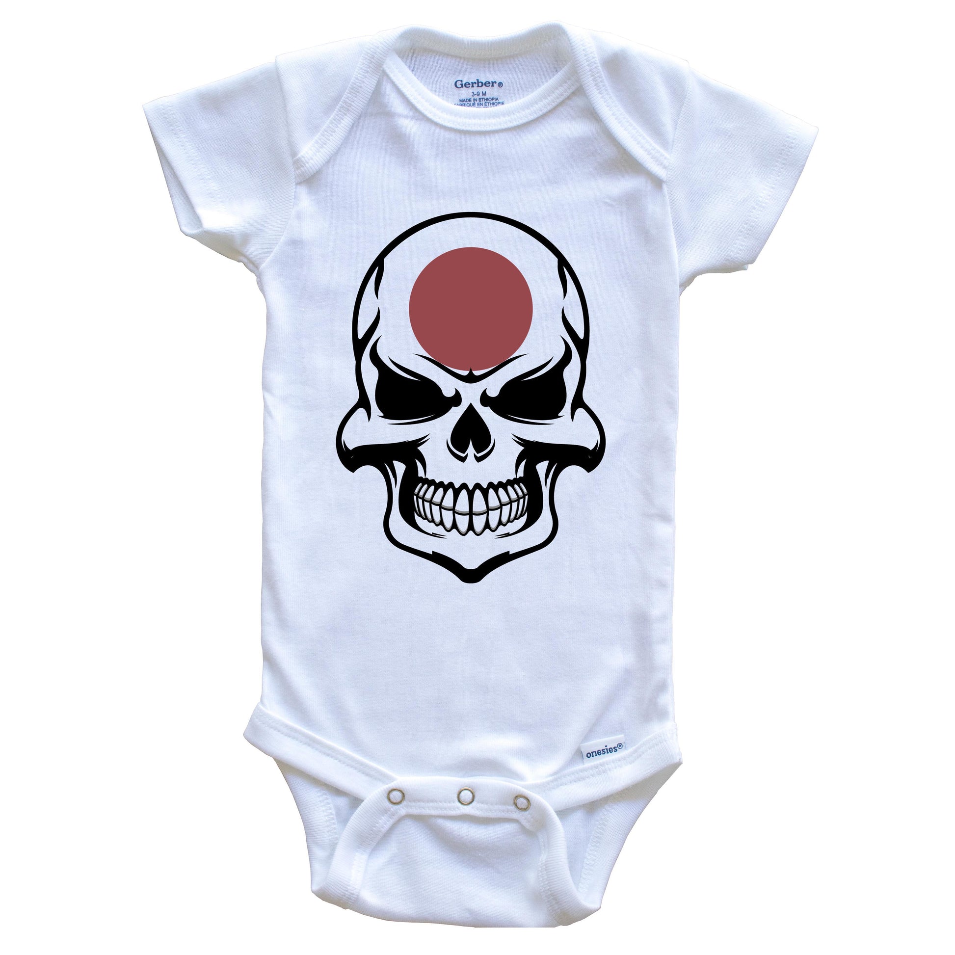 Japanese Flag Skull Cool Japan Skull Baby Onesie