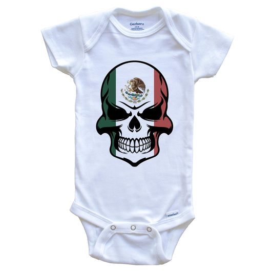 Mexican Flag Skull Cool Day Of The Dead Skull Baby Onesie