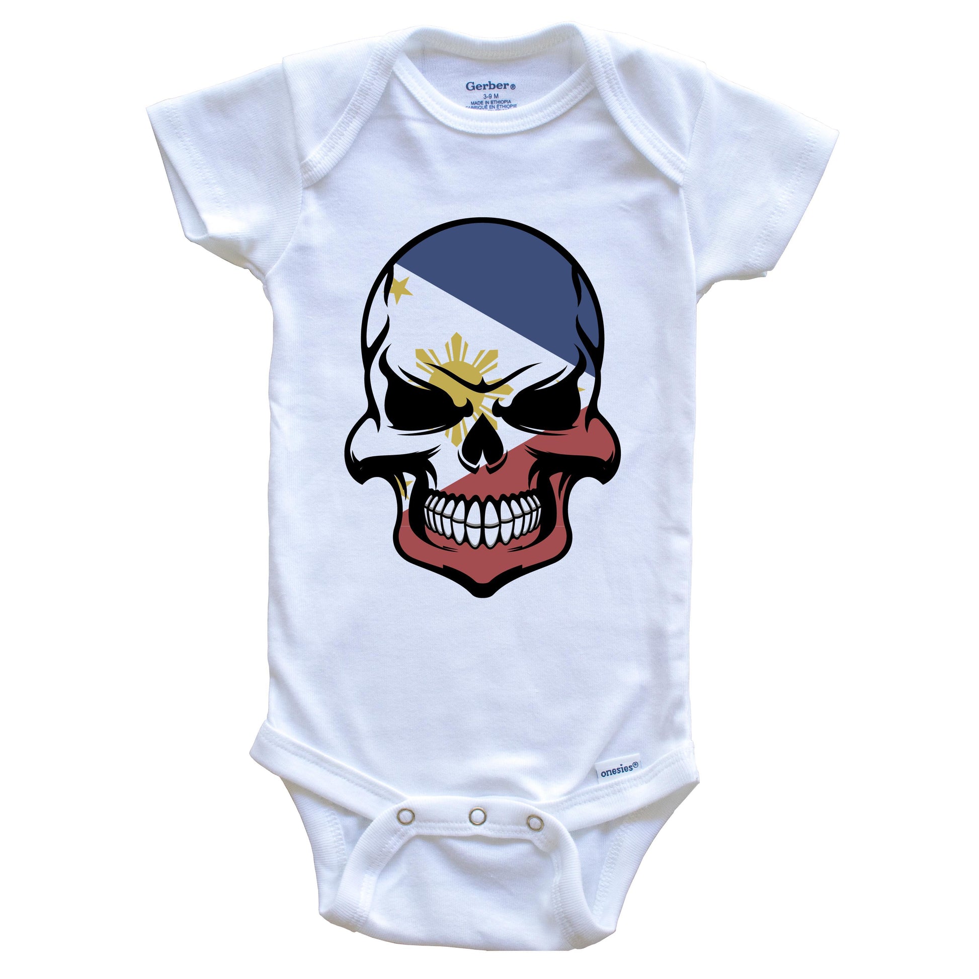 Filipino Flag Skull Cool Philippines Skull Baby Onesie