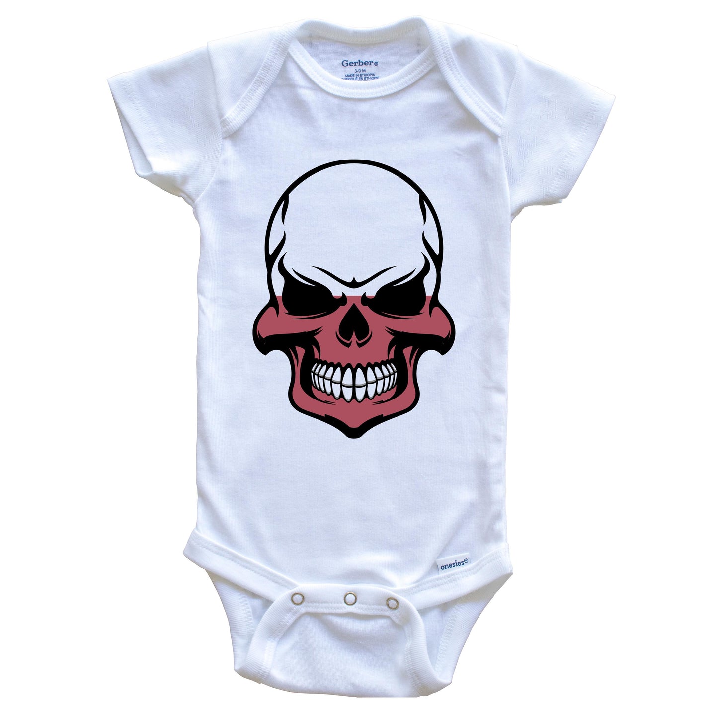 Polish Flag Skull Cool Poland Skull Baby Onesie