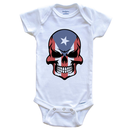 Puerto Rican Flag Skull Cool Puerto Rico Skull Baby Onesie