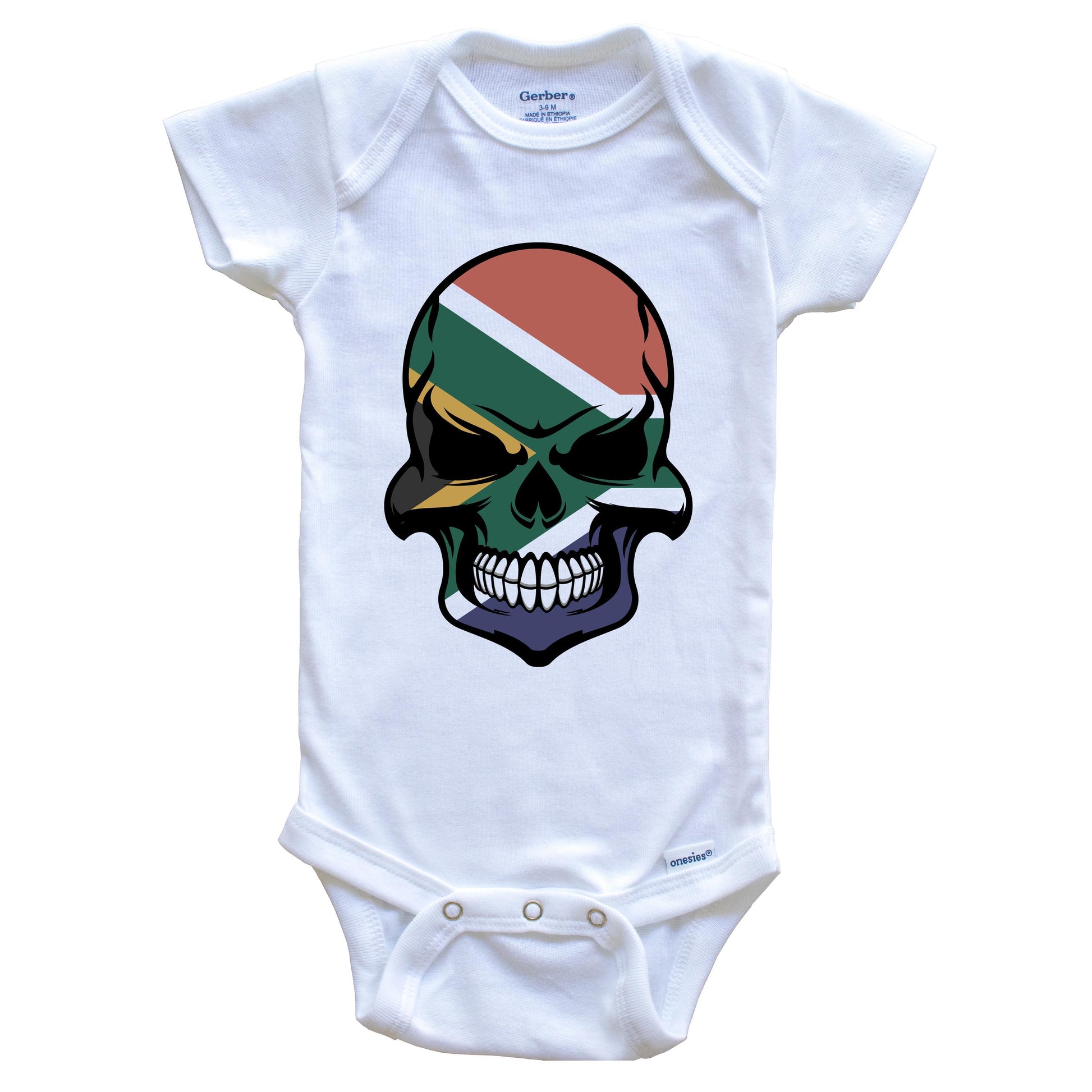 South African Flag Skull Cool South Africa Skull Baby Onesie