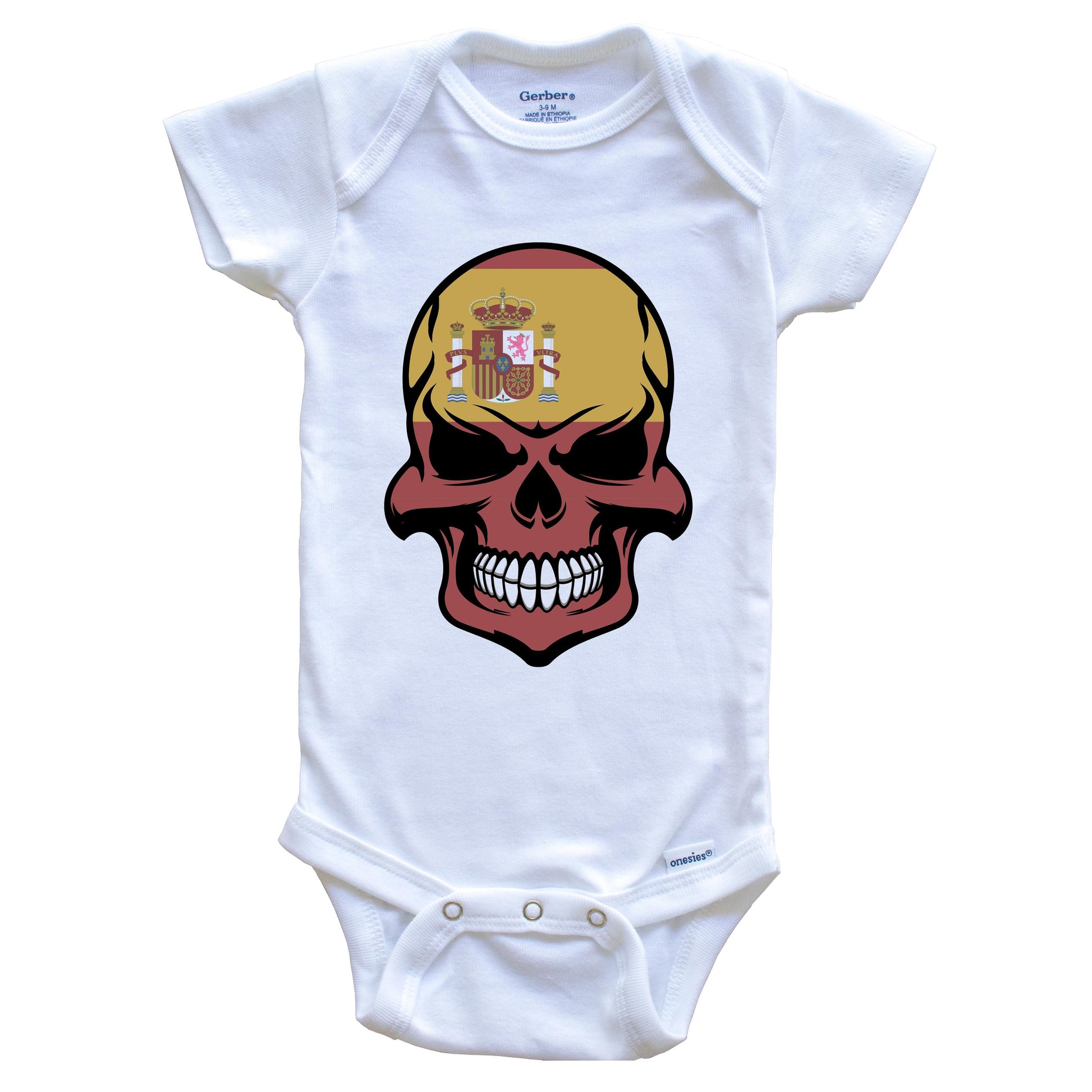 Spanish Flag Skull Cool Spain Skull Baby Onesie