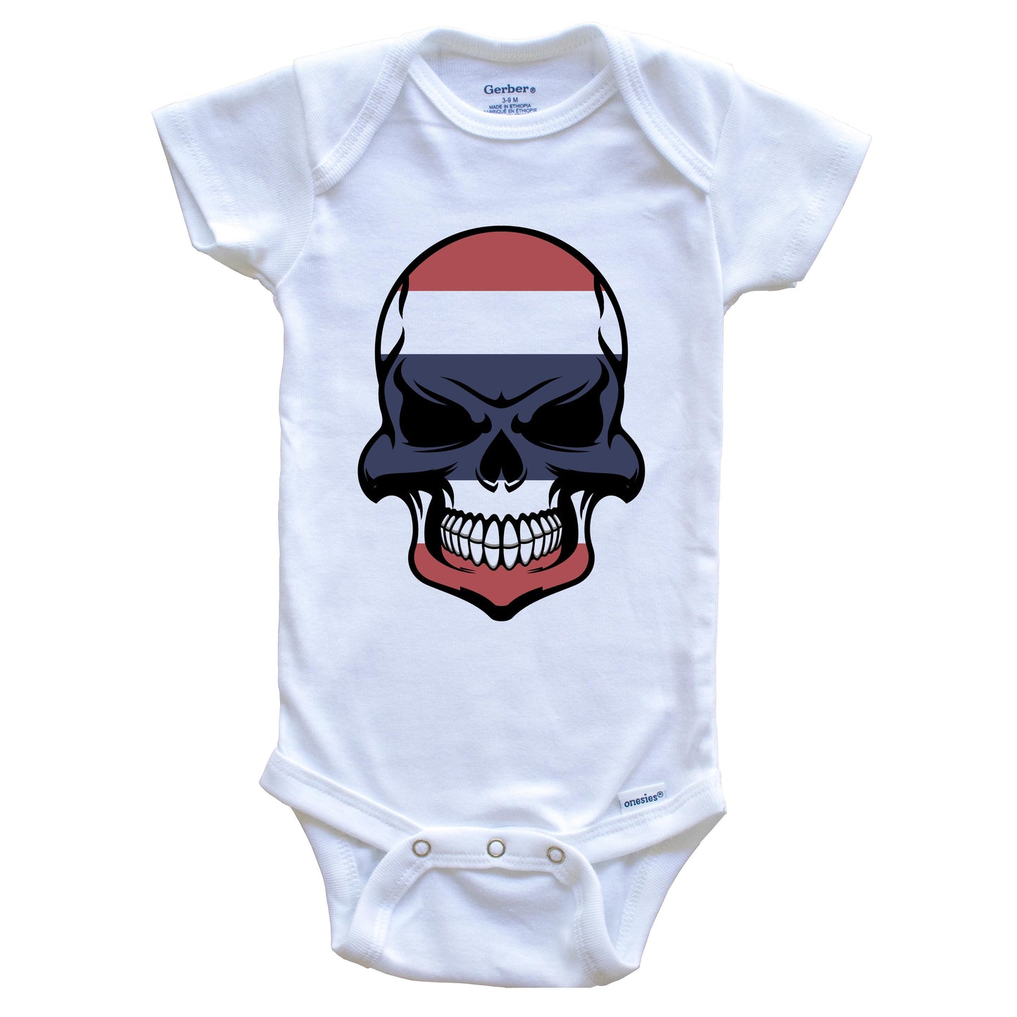 Thai Flag Skull Cool Thailand Skull Baby Onesie