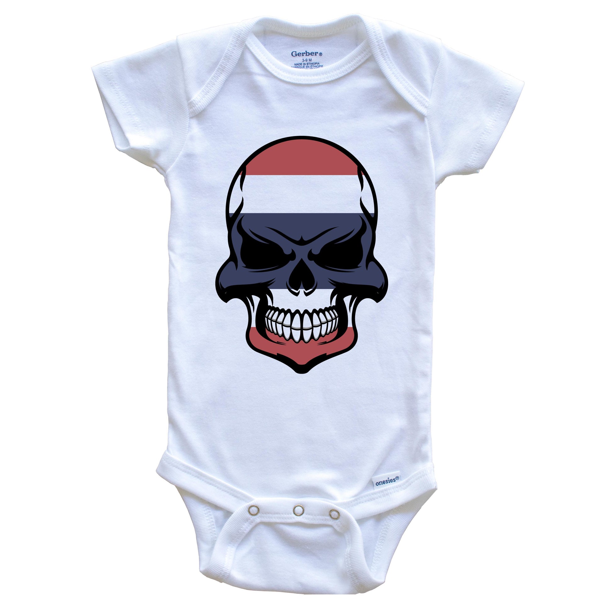 Thai Flag Skull Cool Thailand Skull Baby Onesie