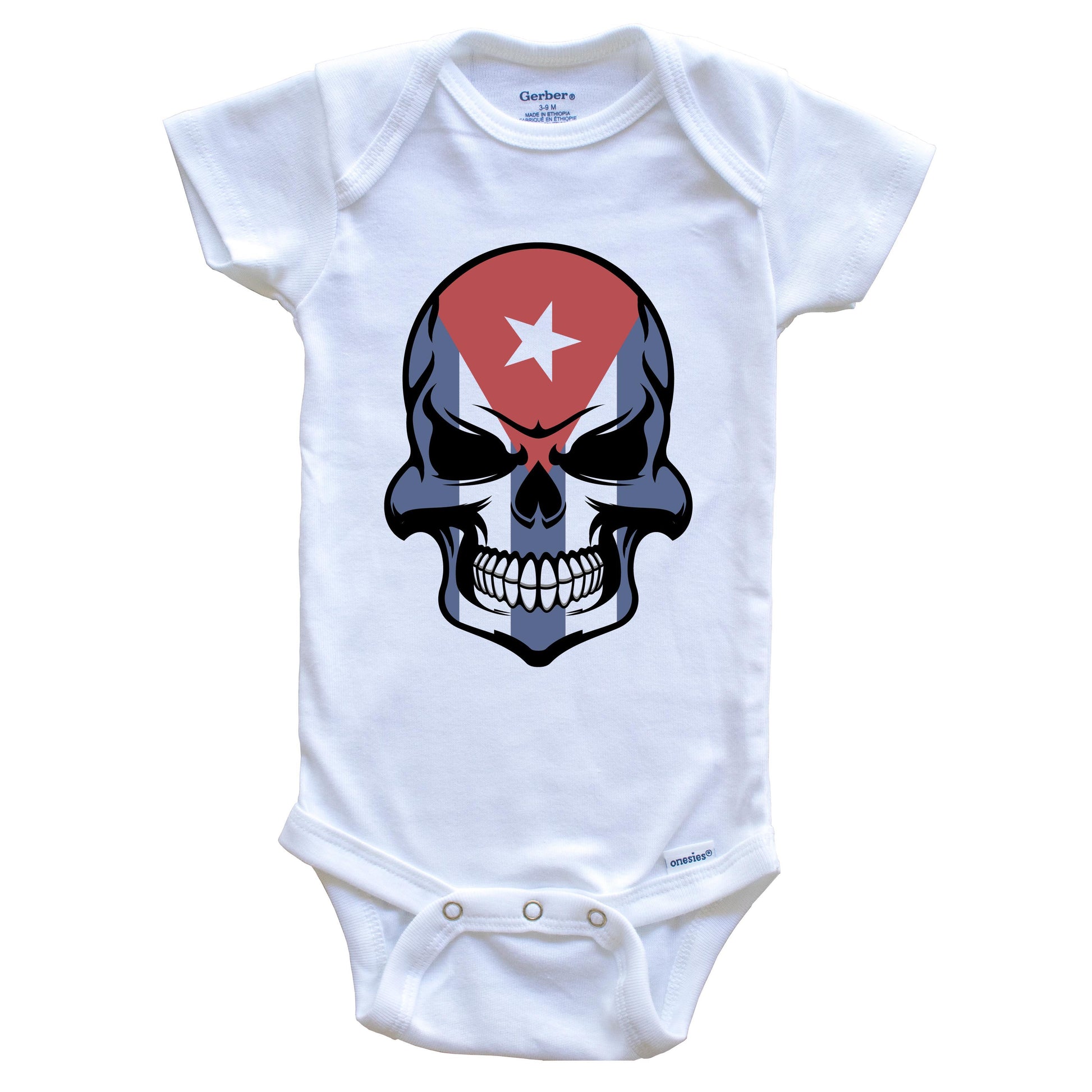 Cuban Flag Skull Cool Cuba Skull Baby Onesie