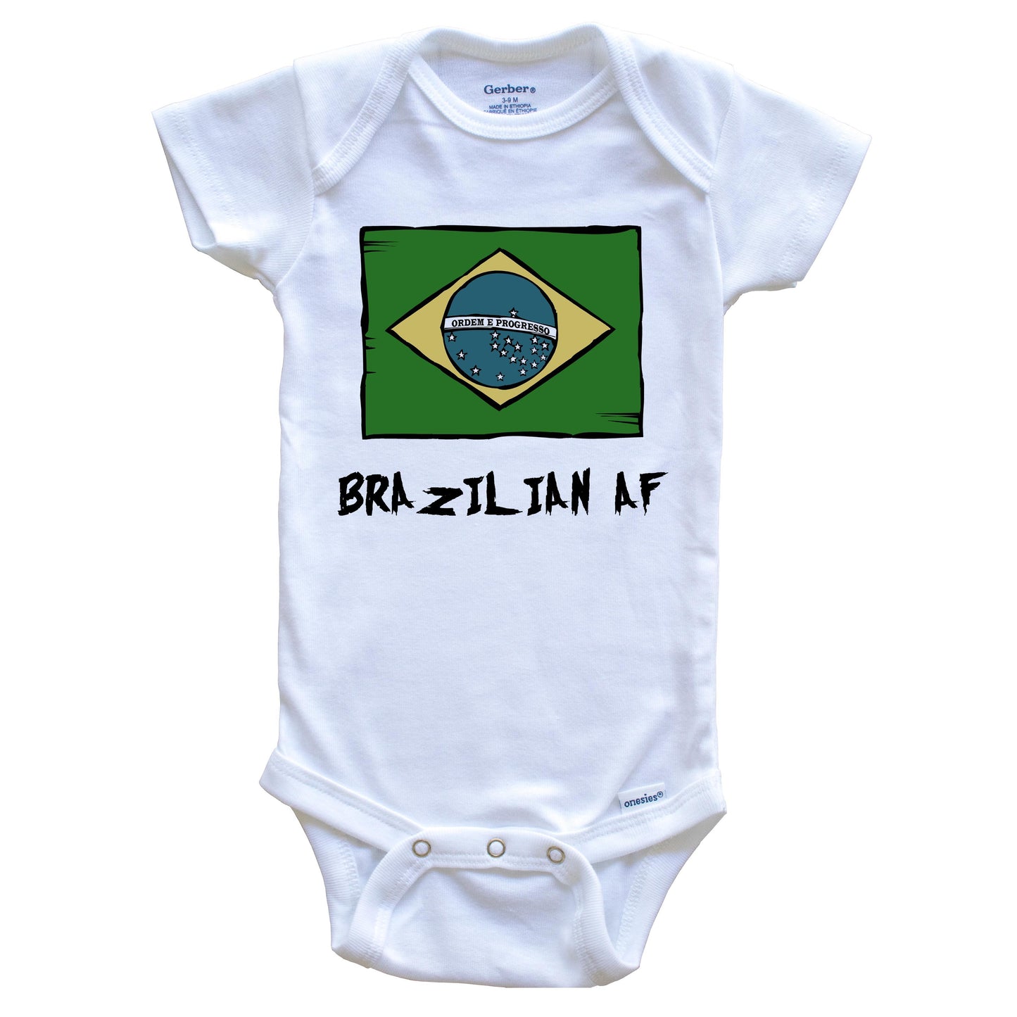 Brazilian AF Funny Brazil Flag Baby Onesie