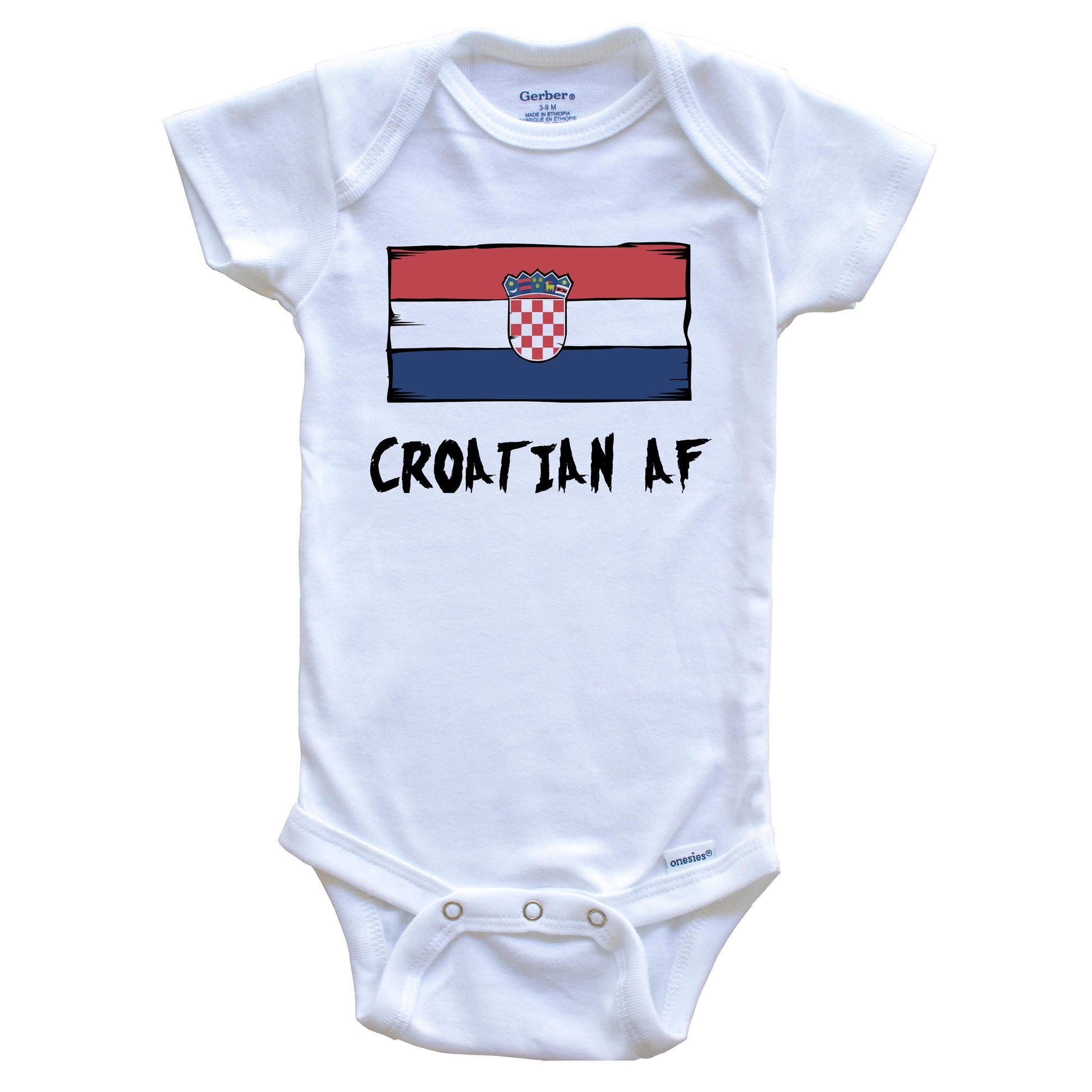 Croatian AF Funny Croatia Flag Baby Onesie