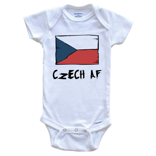 Czech AF Funny Czech Republic Flag Baby Onesie