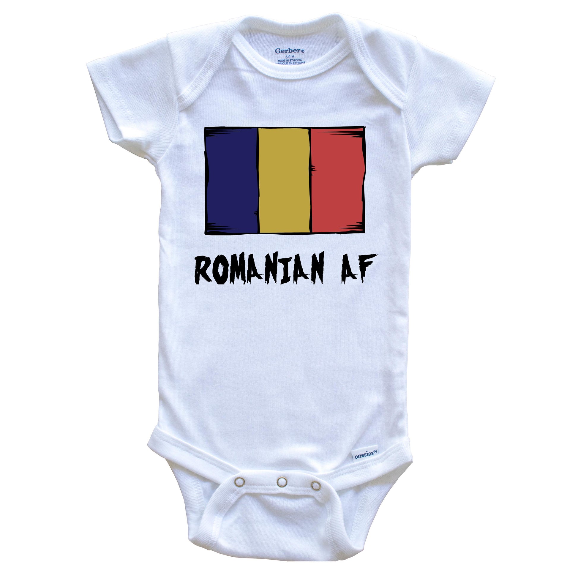 Romanian AF Funny Romania Flag Baby Onesie