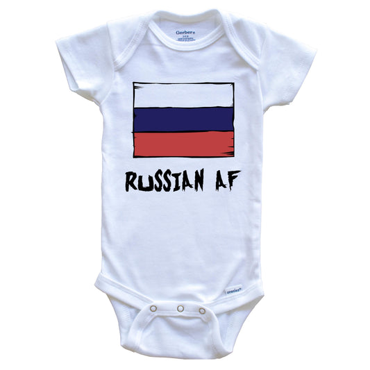 Russian AF Funny Russia Flag Baby Onesie