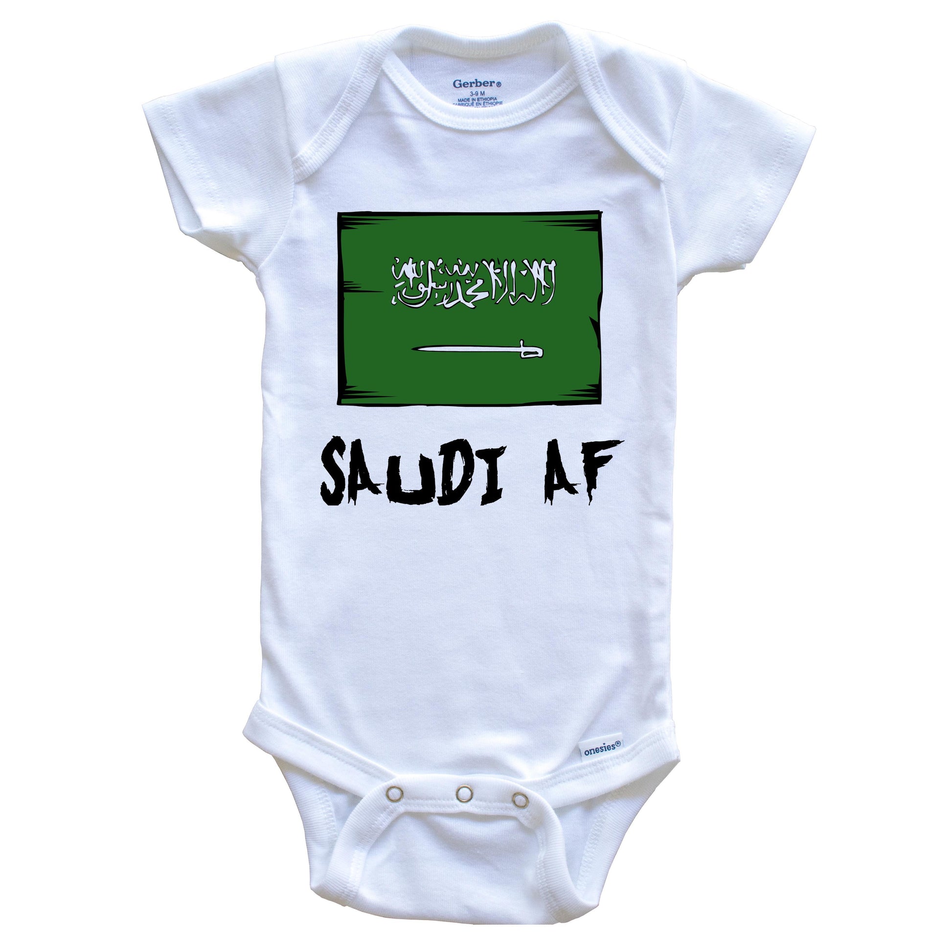 Saudi Arabian AF Funny Saudi Arabia Flag Baby Onesie