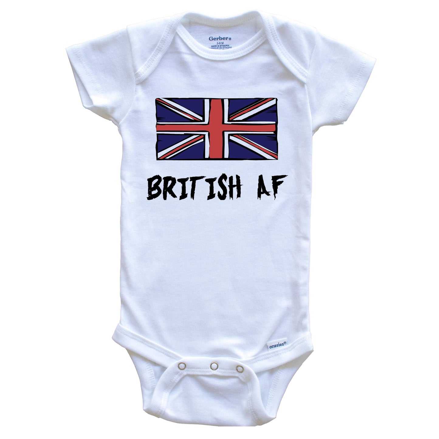 British AF Funny United Kingdom Flag Baby Onesie