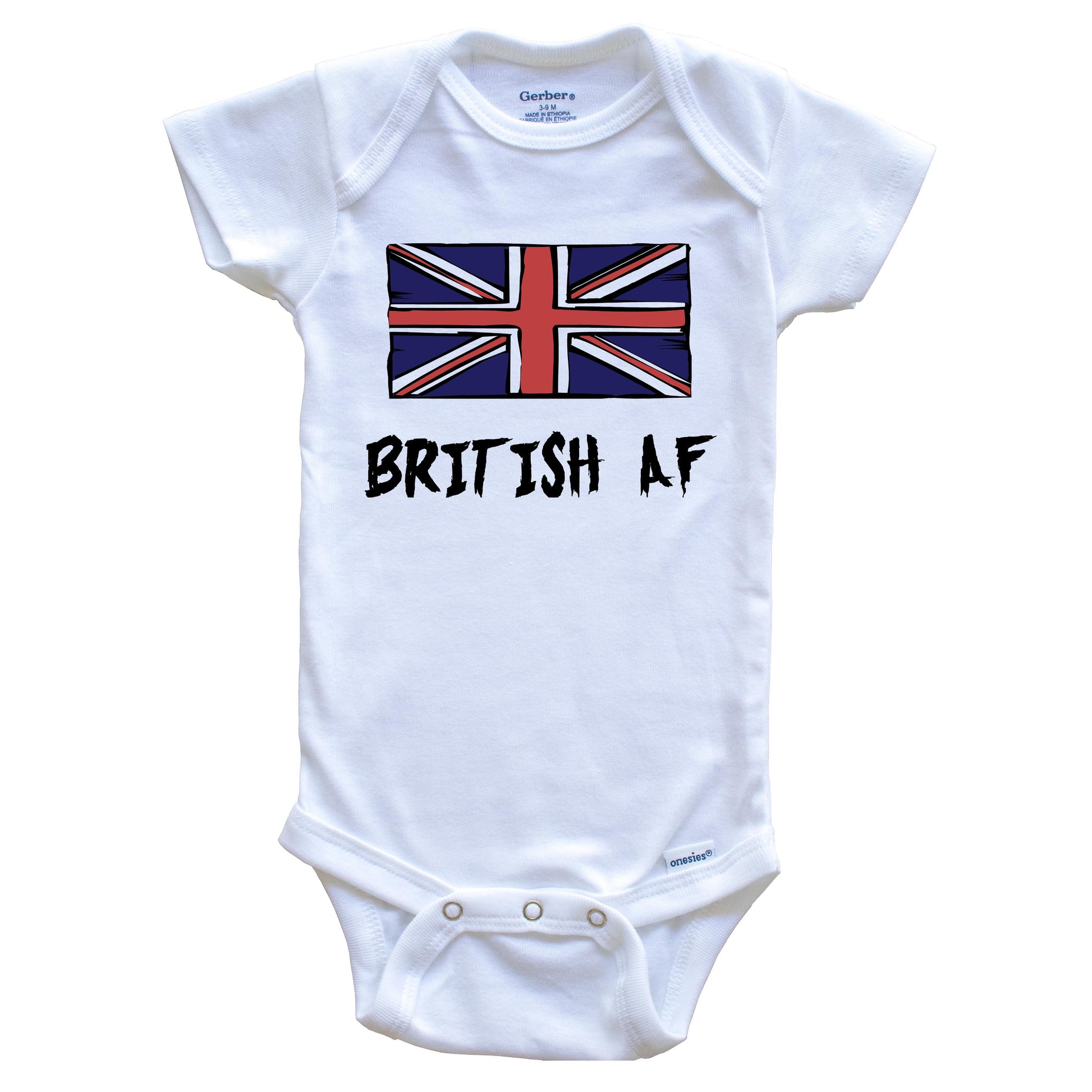 British AF Funny United Kingdom Flag Baby Onesie
