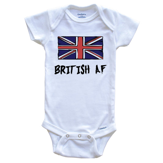 British AF Funny United Kingdom Flag Baby Onesie