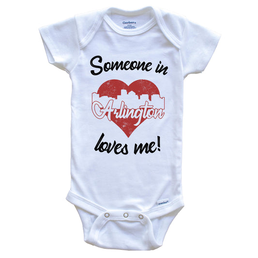 Someone In Arlington Loves Me Red Heart Skyline Baby Onesie