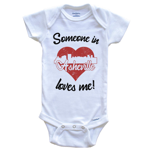 Someone In Asheville Loves Me Red Heart Skyline Baby Onesie