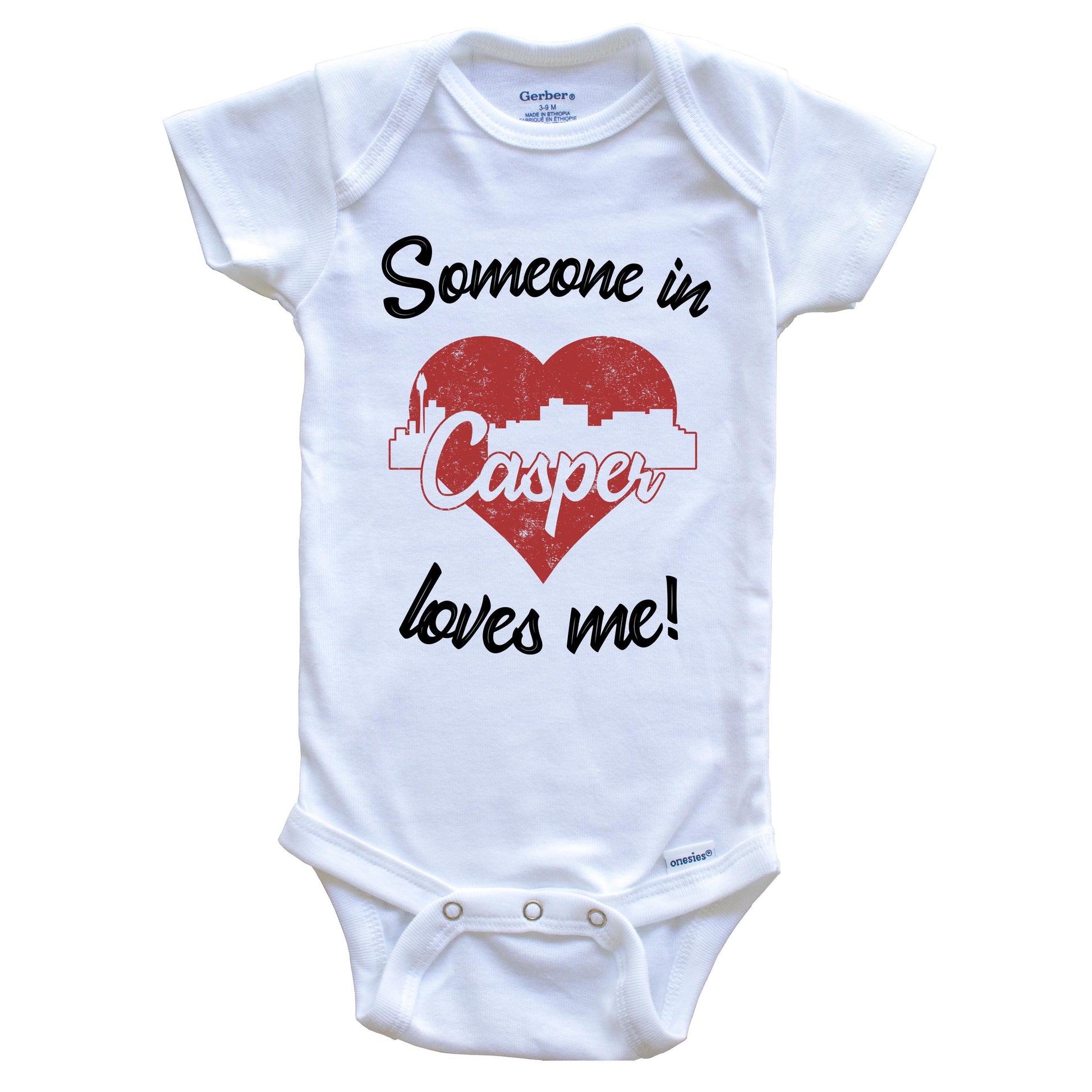 Someone In Casper Loves Me Red Heart Skyline Baby Onesie